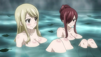 Erza and Lucy in hot springs